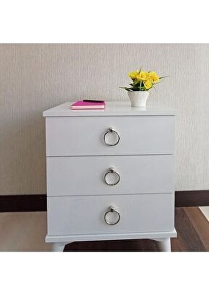 Beyaz / Altın 3 Çekmeceli Komidin Modern Tasarım ve Kaliteli Malzeme ile fırsatları