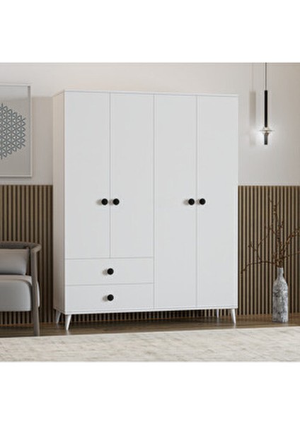Opal 4 Kapaklı Modern Tasarımlı 2 Çekmeceli Gardırop Suntalam Malzemeden Üretilmiştir modelleri