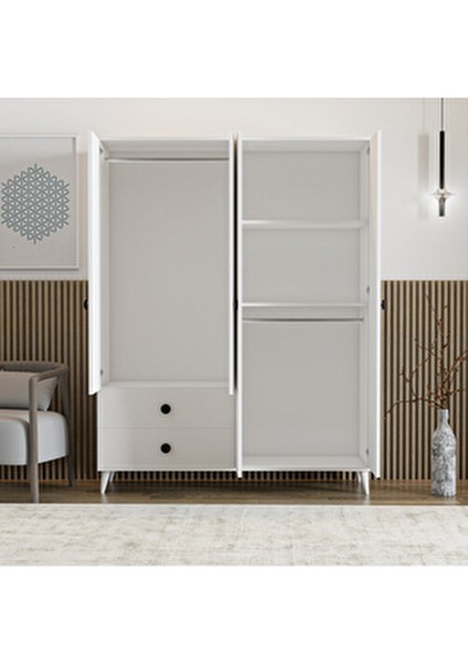 Opal 4 Kapaklı Modern Tasarımlı 2 Çekmeceli Gardırop Suntalam Malzemeden Üretilmiştir indirimleri