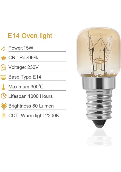 Fırın Ampulü 4pcs E14 Fırın 15W Fırın Ampul Ses Cap Clear Pac Pig Fırın Lambası E14 Fırın Için 300 Santigar Işığa Dirençli (Yurt Dışından) modelleri