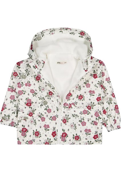 Polarlı Çiçek Desenli 2-5 Yaş Yağmurluk - Fil Dişi 2-3 Yaş