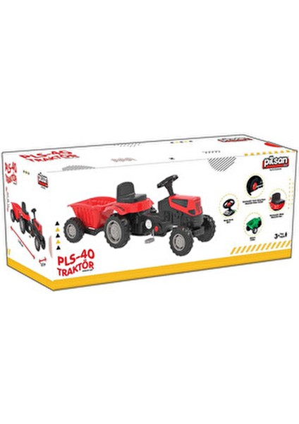 Active Römorklu Pedallı Traktör Kırmızı Ergonomik Tasarım ile 2-7 Yaş Erkek Çocuklar İçin fırsatları