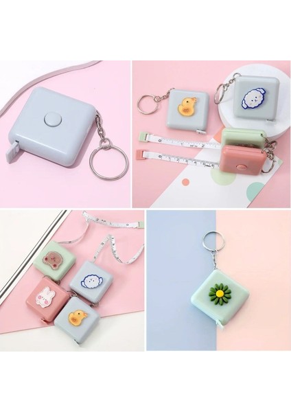 Sevimli Yumuşak Stickerli 150 cm Uzunluğunda Pratik Taşınabilir Çanta Boy Anahtarlıklı Mezura (5067) modelleri