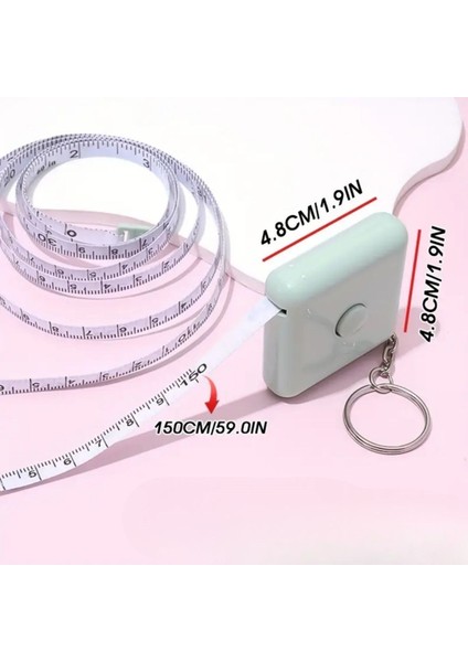 Sevimli Yumuşak Stickerli 150 cm Uzunluğunda Pratik Taşınabilir Çanta Boy Anahtarlıklı Mezura (5067) indirimleri