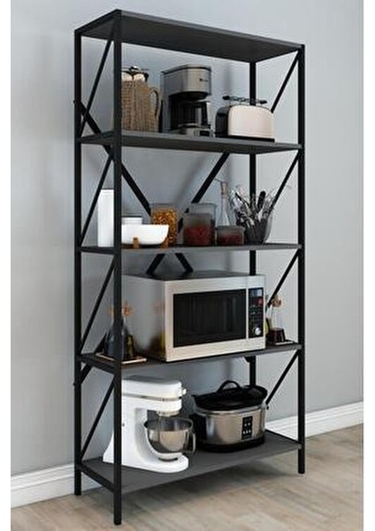 Omega Metal Mutfak Rafı Dolabı 150 cm 5 Raflı Çok Amaçlı Mikrodalga Fırın Rafı Modern Tasarım