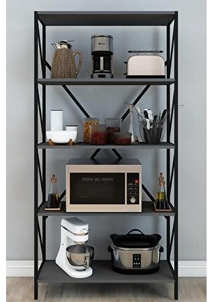 Omega Metal Mutfak Rafı Dolabı 150 cm 5 Raflı Çok Amaçlı Mikrodalga Fırın Rafı Modern Tasarım