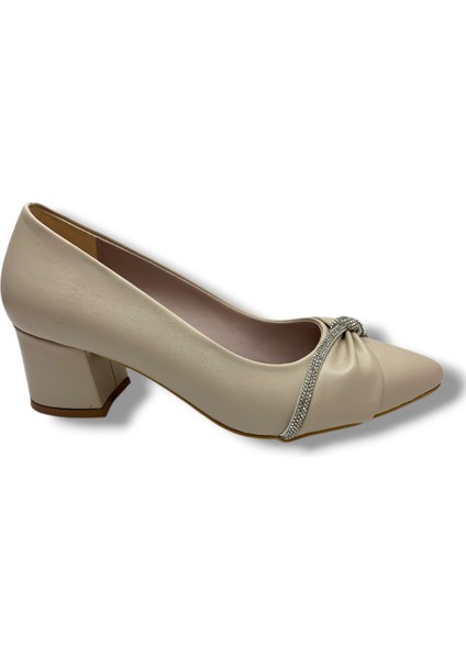 C-Shoes 150-26 Cilt Deri Düğüm Taşlı Kalın Topuk Kadın Ayakkabı 38-40 fiyatları
