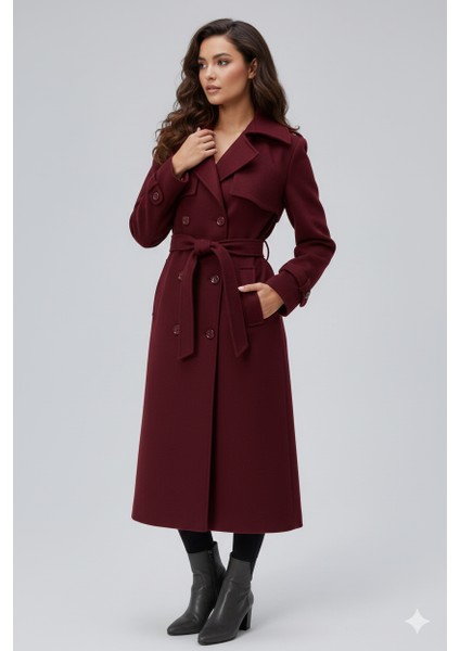 Bordo Regular Rüzgarlık Detaylı Kaşe Kaban fiyatları