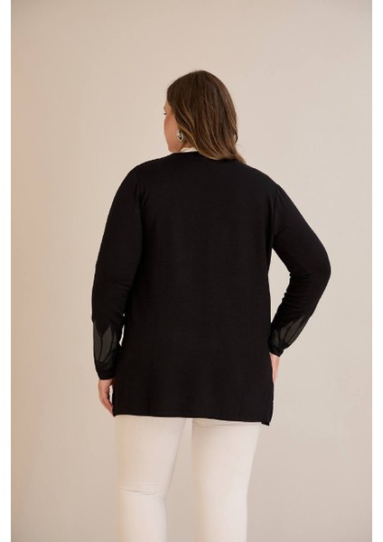 Kadın Kristal Kumaş Etek ve Kol Uçları Yaprak Desen Taşlı Üst Kalite Büyük Beden Hırka fiyatları