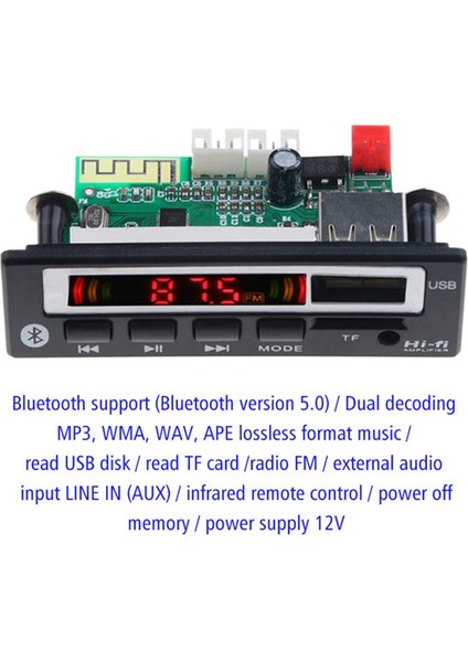 12V Bluetooth 5.0 Mp3 Çalar Kablosuz Alıcı Mp3 Kod Çözücü Kartı Araba Fm Radyo Modülü Tf USB 3.5mm Aux Ses Adaptörü (Yurt Dışından) fiyatları