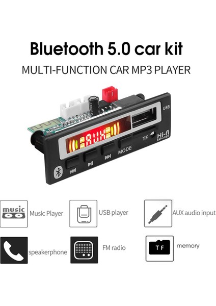 12V Bluetooth 5.0 Mp3 Çalar Kablosuz Alıcı Mp3 Kod Çözücü Kartı Araba Fm Radyo Modülü Tf USB 3.5mm Aux Ses Adaptörü (Yurt Dışından) fırsatları