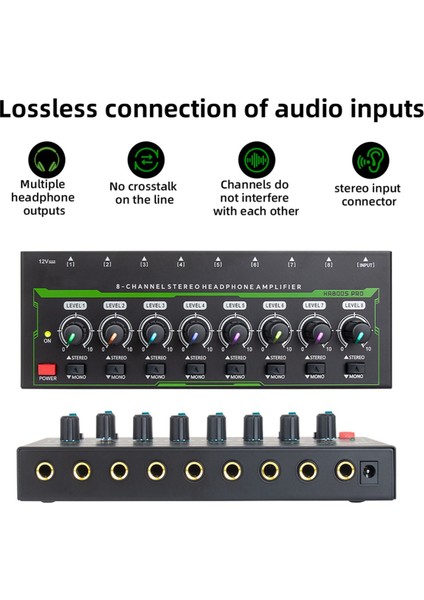 8 Kanallar Mini Stereo Kulaklık Amplifikatörü HA800S Pro Ultra Kompakt Ses Amplifikatörü, Güç Adaptörü Ab Fişi (Yurt Dışından) fırsatları