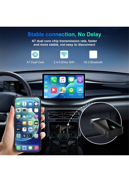2&#39;de 1 Kablosuz Carplay Adaptörü, Kabloyu Kablosuz Carplay/android Auto&#39;ya Dönüştürün, Arabalar 2016+ Için Kararlı Bağlantı (Yurt Dışından) modelleri