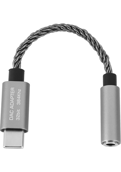 ALC5686 USB Tip-C Ila 3.5mm Dac Kulaklık Amplifikatörü 16-32 Ohm 125DB Pcm 32B/384KHZ Dijital Araç Kodlu Ses Adaptörü, Gri (Yurt Dışından)