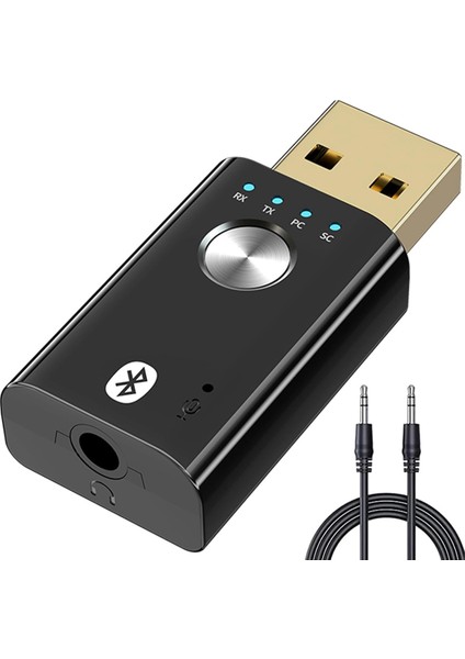 4 Arada 1 USB Bluetooth 5.1 Verici Alıcı, Pc, Ses Kartı, Araba, Kulaklık Için Taşınabilir Kablosuz Bluetooth Adaptörü (Yurt Dışından)