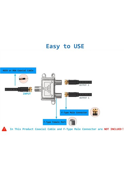Dijital 2 Yollu Koaksiyel Kablo Splitter 5-2400MHZ, Rg6 Uyumlu, Analog/dijital Tv Bağlantıları ve Internet ile Çalışın (Yurt Dışından) fiyatları