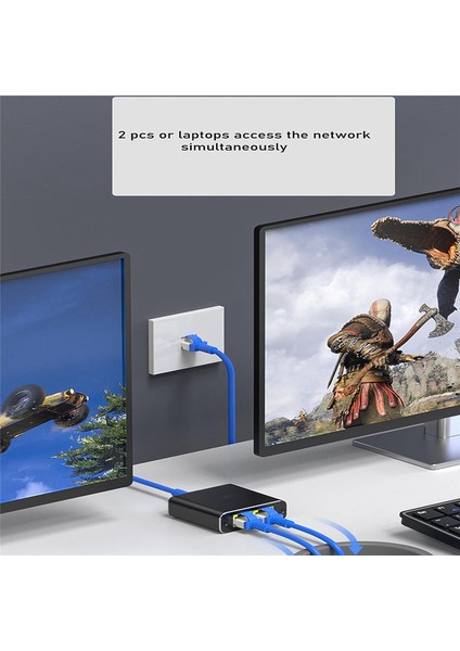 Gigabit Ethernet Splitter 1 In 2 Out, 1000MBPS -Lan/internet Kablosu Ayrıştırıcı - Cat5/6/7 Splitte, RJ45 Ağ Uzantısı (Yurt Dışından) fiyatları
