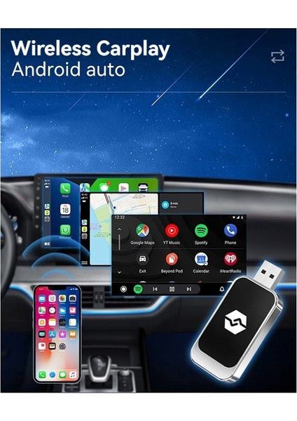 USB 2 Arada Kablosuz Carplay Android Otomatik Adaptör Kablosuz Araç Adaptörü Kablolu Android Otomatik&#39;i Kablosuz&#39;a Dönüştür (Yurt Dışından)