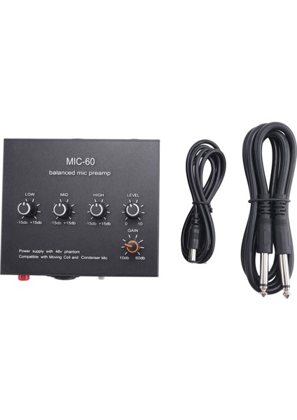 Mıc-60 3-Bantlı Ekolayzer Dengeli Mic Preamp Preamp Mikrofon Preamplatıcı Dc Kablosu ve 6.5mm Kablo (Yurt Dışından)
