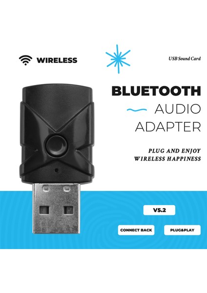 USB Bluetooth 5.2 Ses Adaptörü Kablosuz Alıcı Verici Ses Kartı 3.5mm Aux Müzik Dongle Tv Araba Hoparlör Pc (Yurt Dışından) fırsatları