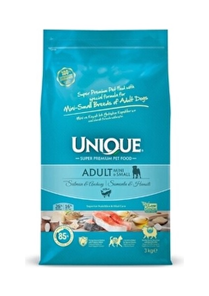 Süper Premium Somonlu ve Hamsili Mini ve Küçük Irk Yetişkin Köpek Maması 3 kg fiyatları