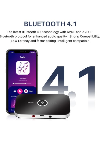 Bluetooth Ses Adaptörü Bluetooth 4.1 Verici ve Alıcı, Tv / Home Stereo Sistemi Için 2'si 1.5mm Kablosuz Ses Adaptör Araç Kiti, Kulaklıklar, Hoparlörler, iPhone (Yurt Dışından) modelleri