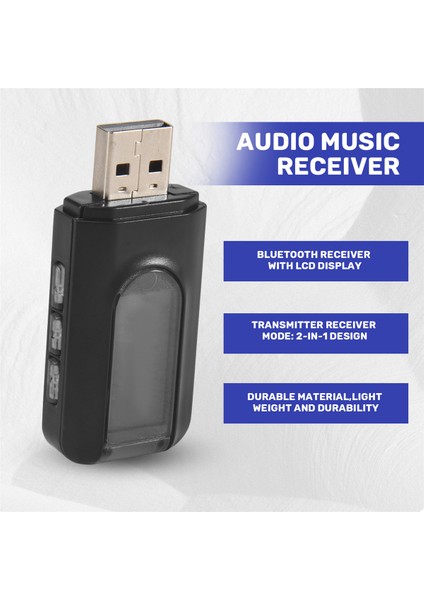 Bluetooth 5.0 Verici ve Alıcı, Pc Tv Araba Kulaklıkları Için LCD Ekran 3,5mm Aux USB Stereo ile 2&#39;den 2&#39;si Kablosuz Adaptör (Yurt Dışından) fırsatları