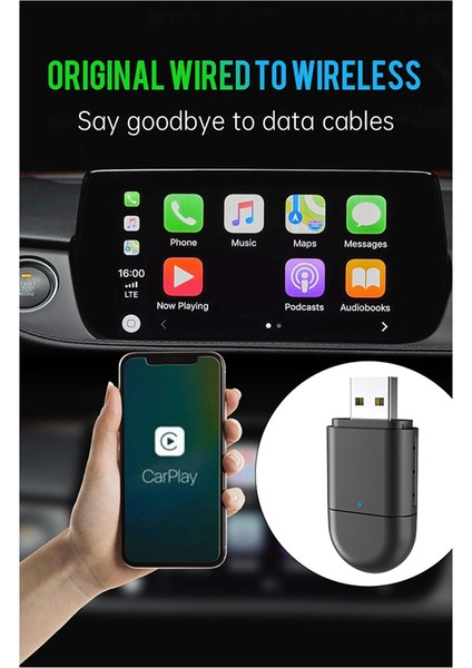 2 Arada Kablosuz Carplay Android Otomatik Adaptör Akıllı Aı Kutu Dongle Desteği USB &amp; Type-C Kablosuz Adaptöre Kablolu (Yurt Dışından)