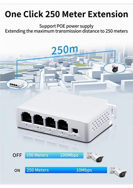 4pcs 4 Bağlantı Noktası 1 Ila 3 Bağlantı Noktası Poe Extive Pasif Basamaklı IEEE802.3AF Ip Şanzıman Tekrarlayıcı Anahtarı Için 100 Mbs Nvr Ip (Yurt Dışından)