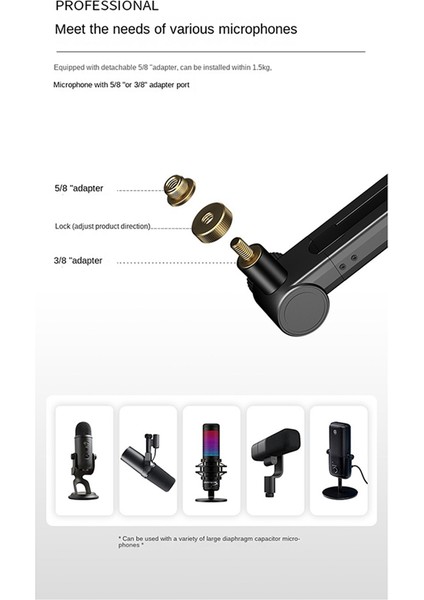 Ayarlanabilir Süspansiyon Bomu Mikrofon Canlı Mikrofon 360 ° Evrensel Masaüstü Braketi (Yurt Dışından) fiyatları