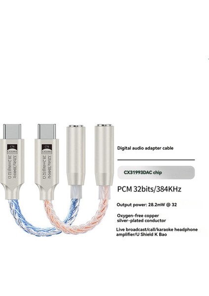 32BIT 384KHZ Hıfı USB Tip C Ila 3.5mm Ses Adaptör Hi-Res Dac Dijital Ses Kodlayıcı Jack Aux Dönüştürücü Mavi (Yurt Dışından) fırsatları