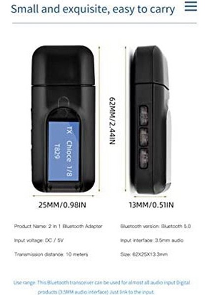 Tv 2 Için Bluetooth 5.0 Verici Alıcı, Araba Ses Tv Pc Için LCD Ekranlı 1 USB Kablosuz Ses Adaptörü (Yurt Dışından) fırsatları
