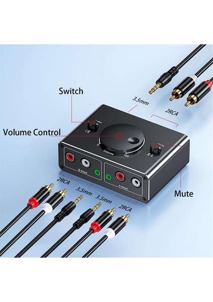 3,5mm Rca Stereo Iki Düzenli Ses Anahtarlayıcı 1&#39;de 2 Veya 2&#39;den 2&#39;si Çıkış 3,5mm 2rca Ses Değiştirici Sessiz Düğmeli (Yurt Dışından) fiyatları
