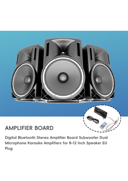 Dijital Bluetooth Stereo Amplifikatör Kartı Subwoofer Çift Mikrofon Karaoke Amplifikatörler 8-12 Inç Hoparlör Ab Fişi (Yurt Dışından) fırsatları