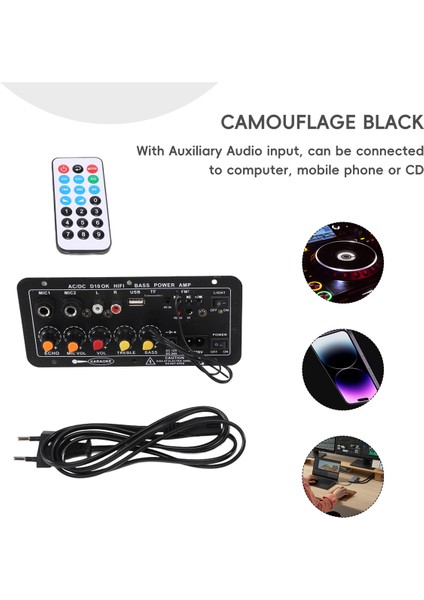 Dijital Bluetooth Stereo Amplifikatör Kartı Subwoofer Çift Mikrofon Karaoke Amplifikatörler 8-12 Inç Hoparlör Ab Fişi (Yurt Dışından) indirimleri