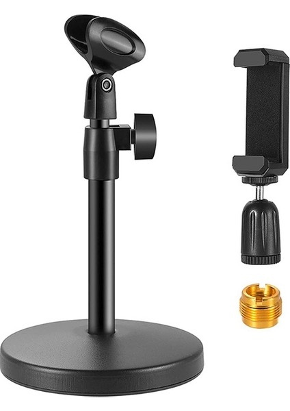 Masaüstü Mikrofon Tutucu, Mikrofon Klipsli, Cep Telefonu Tutucusu, 5/8inç Erkek - 3/8inç Kadın Metal Adaptör (Yurt Dışından)