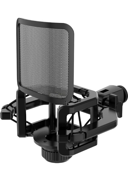 Mikrofon Şok Montajı Mikrofon Filtre Ön Cam Sınırlayın Gürültü Anti Titreşim Ekranı Kararlı Kolay Kurulum, Siyah (Yurt Dışından)