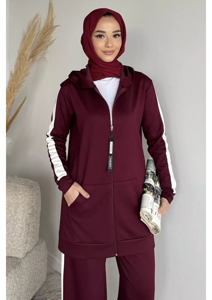 Tesettür Fermuarlı Kapüşonlu Tunik Pantolon Ikili Takım P-00019755 fiyatları