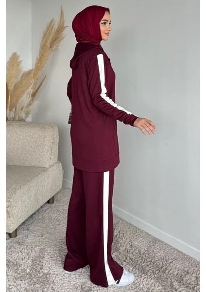 Tesettür Fermuarlı Kapüşonlu Tunik Pantolon Ikili Takım P-00019755 modelleri