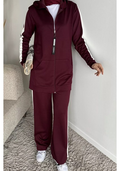 Tesettür Fermuarlı Kapüşonlu Tunik Pantolon Ikili Takım P-00019755 fırsatları