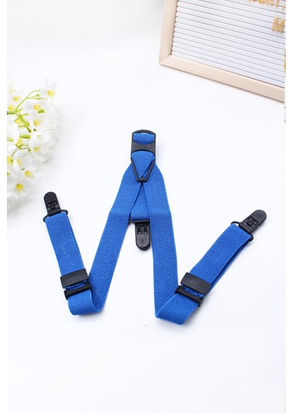Lacivert Renk Ayarlanabilir Erkek Çocuk Papyon ve Pantolon Askı Seti- Kutulu Takımı