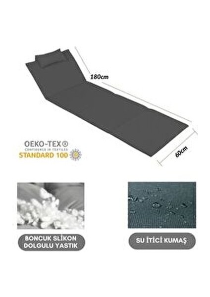 bysay Taşınabilir Katlanır Çanta Yastıklı Şezlong Minderi Kırmızı Renkli Konforlu Oturma Minderi