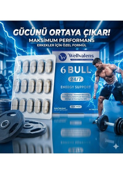 6Bull (L-Arjinin, Kore-Sibirya-Amerikan Ginseng) Erkeklere Özel Güç ve Performans Desteği 30 Tablet modelleri