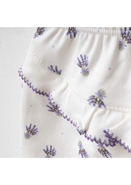 Mor Fırfırlı Lavanta Desenli Kendinden Eldivenli Yenidoğan 5'li Set fırsatları