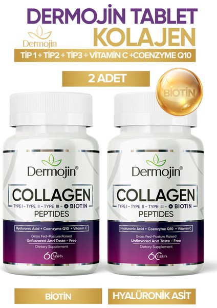 2 Adet - Hidrolize Ve Biotin İçeren %100 Saf Tablet Kolajen