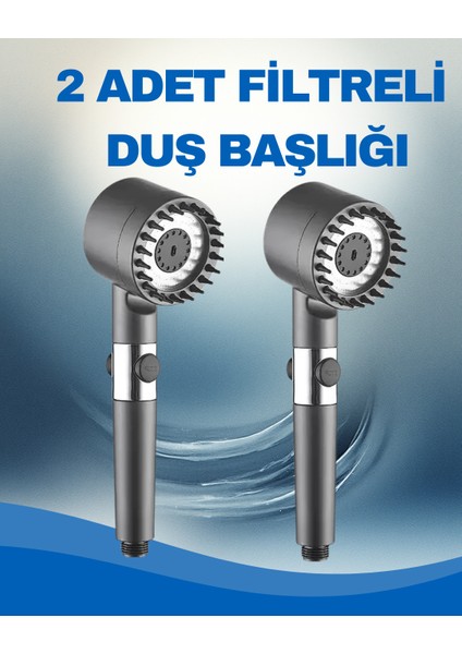 2 Adet Filtreli Duş Başlığı Klor ve Kireç Önleyici, Yüksek Basınçlı