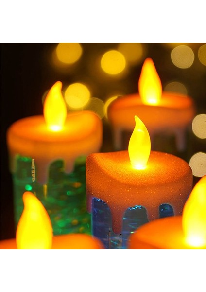 LED Noel Mumları Renk Değiştirme LED Su Mum ile Parıltılı Alevsiz LED Mum Işıkları Masa Masası Kırmızı (Yurt Dışından)