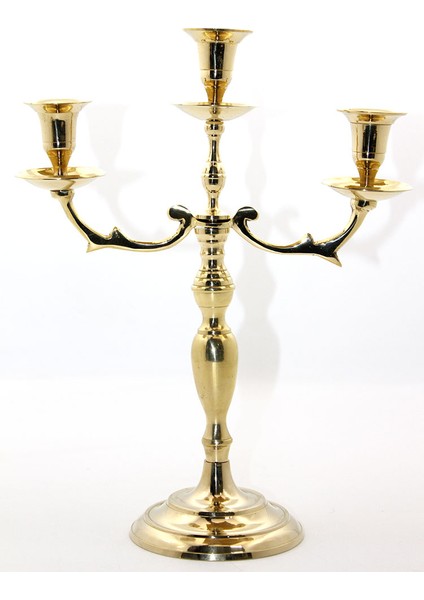 Pirinç 3'lü Şamdan Model 2