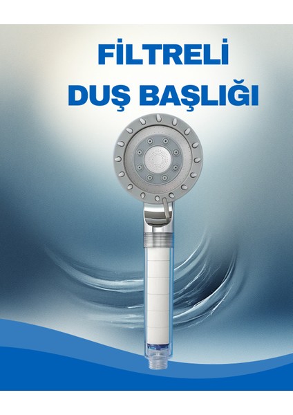 Filtreli Duş Başlığı | Su Arıtmalı, Klor ve Kireç Önleyici, Yüksek Basınçlı