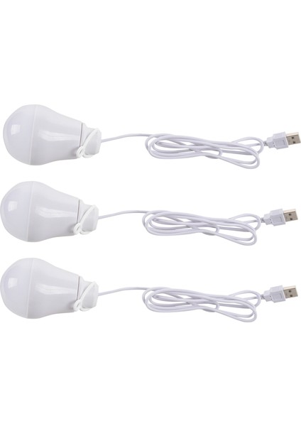3x DC5V 5W LED Ampul USB Lambası Dış Mekan Dizüstü Bilgisayar Için Taşınabilir Beyaz Işık (Beyaz) (Yurt Dışından)